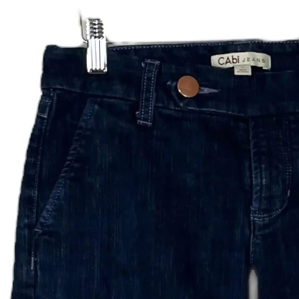 Cabi Jean #891 Shorts Long Bermuda Mid Rise Dark Wash Denim Women’s Size 2